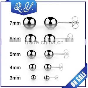 Surgical Stainless Steel Ball Stud Earrings Simple Design Unisex Earrings thumbnail-1