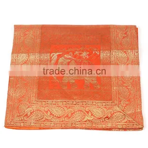 Silk Rectangle Runner With Stripe Design Orange Colour 17*72 Inches thumbnail-1