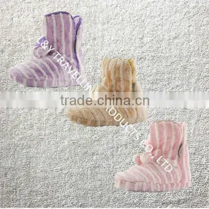 New Ladies Furry Slip On Lightweight Slippers Pom Pom Indoor Boots thumbnail-1