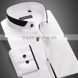 2015 OEM Manufacturer High Quality Long Sleeve Stand Collar Cheap Man Shirt thumbnail-1