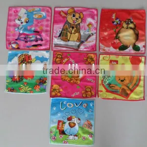 100% Polyester Microfiber Warp Knitting Knitted Thermal Transfer Printed Square Wash Cloth With Cartoon Design 6 thumbnail-1