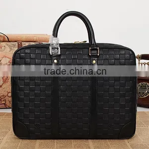 Factory Price Briefcase Men's Woven Briefcase PU Leather Bag With Tote thumbnail-1