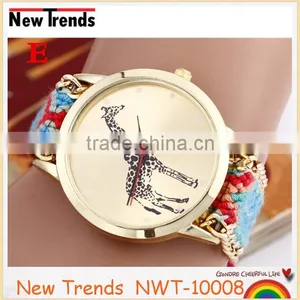 2016 Hot New Fashion Women Colorful Cord Weaved Giraffe Watches thumbnail-5