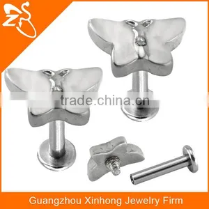 Custom Butterfly Shaped Lip Piecing Studs Fashion Body Piercing Jewelry Internally Thread Labrets Rings thumbnail-1