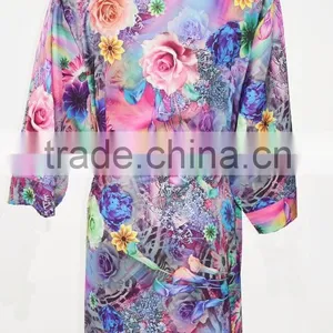 Japaness Spa Bath Robe Satin Floral Sleepwear Bridal Apparel thumbnail-2