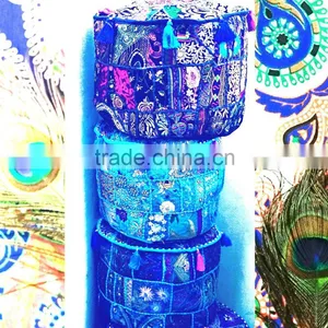 Antique Bohemian Pouf Patchwork Sari Bean Bag Indian Seating Cushion Vintage Ottoman thumbnail-2