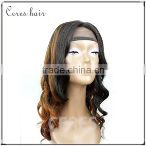 Virgin Remy Brazilian Hair Wig Mixed Color Lace Front Wavy Curly Human Hair Wig thumbnail-5