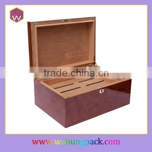Glossy Cheery Wood Cigar Box Lock / Folding MDF Men's Cigar Box thumbnail-1