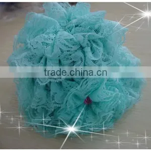 Hot Sale Ruffle Girls Lace Baby Hats Royal Blue Ruffle Lace Flower Baby Girl Hats thumbnail-1