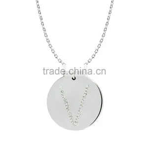Silver/Brass in 14k White Gold or Rose Gold Collection in Italics Alphabet 'V' Customize Design Pendants thumbnail-1