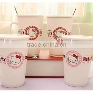New Creative Hello Kitty Office Relief Ceramic Mug With Lid and Spoon thumbnail-1