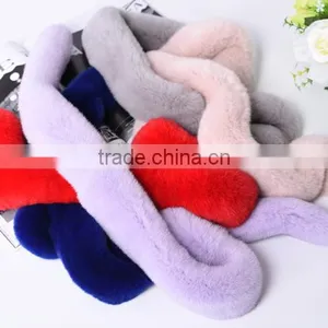 High Quality Ladies Rex Rabbit Fur Scarf Real Fur Scarf For Women KZ160055 thumbnail-6