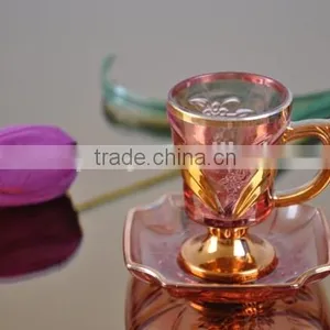 Fashionable Glass Tea Cups and Saucers Set With Diffenerent Designs thumbnail-1