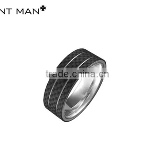 New Design American Style Custom Carbon Fiber Ring for Men Titanium Ring Band thumbnail-5
