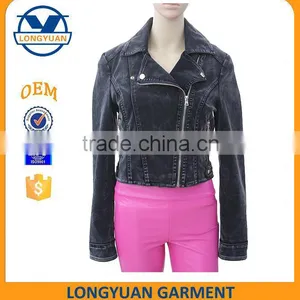 Short Fashion Material New Design Windproof Zipper pu Leather Jacket for Woman thumbnail-1