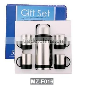 Travel Flask With 4 Pcs Coffee Mug Set thumbnail-1