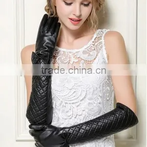 Stylish Black Long Grid Gloves 2016 Hot Fashion Long Grid Gloves thumbnail-4