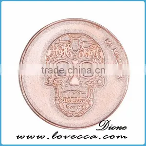 DIY Rose Gold Pendant Coin Disc 33MM Skull Coin Necklace Accessories Gifts thumbnail-2