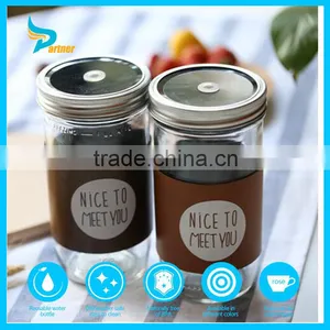 2016 Custom Logo BPA Free Glass Coffee Mug With Lid And Straw thumbnail-2