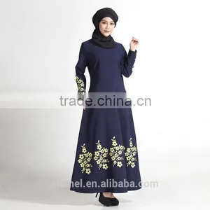 Southeast Asia Malaysia Muslim Women Abaya Kaftan Floral Printed Long Dress thumbnail-3