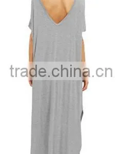 Women's Casual Loose Pocket Short Sleeve Split Long Maxi Dress thumbnail-5