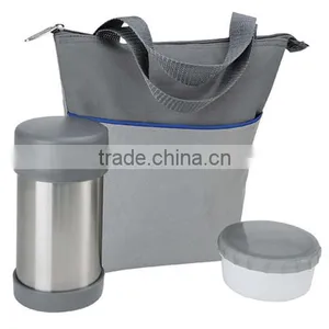 Gray Fashion Girl Style Lunch Tote Cooler Bag thumbnail-1