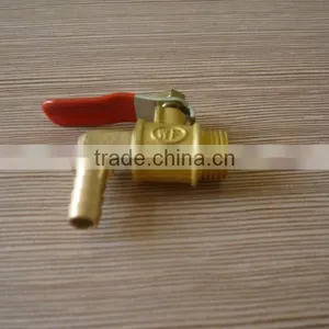 Red Lever Handle L Type Brass Ball Valve With Hose Barb thumbnail-4