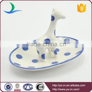 Handmade Custom Sika Deer Embossed Wedding Ceramic Ring Dish thumbnail-3