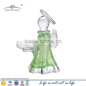 Hand Blown 6.3''H Glass Angel Candle Holder thumbnail-1