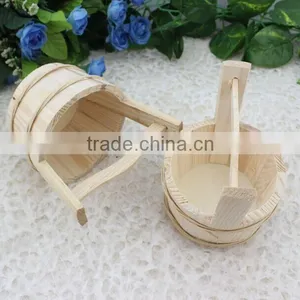 Natural Round Wooden Barrel, Wooden Cask, Wooden Bucket thumbnail-5