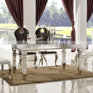 TH376 Modern Steel Frame Marble Dining Table thumbnail-4