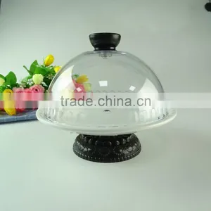 Stock Ceramic White Cake Plates With Decal and Lid thumbnail-1
