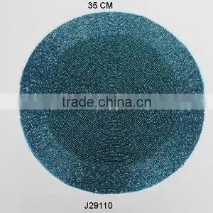 Blue Glass Bead Place Mats With Patterns Available in More Colours and Patterns thumbnail-1