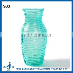 Blue Long Glass Crystal Vase With Grain for Home Decoration thumbnail-1