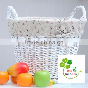 Round White Wicker Laundry Basket Hotel Washing Clothes Basket thumbnail-1