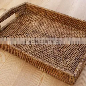 Natural Rattan Storage Serving Tray thumbnail-1