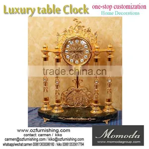 Momoda Luxury Royal Braroque Style Gold Decorations Antique Classic Home Marble Basic Metal Copper Desk Clock thumbnail-1