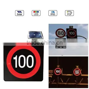 Waterproof IP65 Solar Powered(Charging) Traffic LED & Optical Fiber Sign Light (Velocity 100Km Limit Sign) thumbnail-1