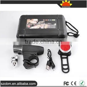 USB Rechargeable Front and Tail Light 200 Lumens 4 Mode Bicycle Light Kit thumbnail-6