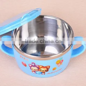 Color Stainless Steel Serving Soup Baby Bowl With Lid Kids Suction Bowl thumbnail-1