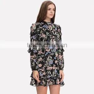 Guangzhou Designer One Piece Floral Midi Dresses for Women thumbnail-4