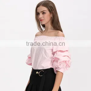 2017 Women off Shoulder New Summer Cotton Blouse Designs thumbnail-4