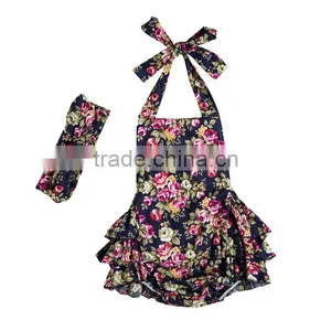 New Arrival Floral Printed Fashion Baby Girl Bubble Romper Infant Girls Bubble Romper thumbnail-1