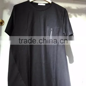 GZY Guangzhou Stock Lots Wholesale Linen Joint Irregular T-shirt for Man thumbnail-1