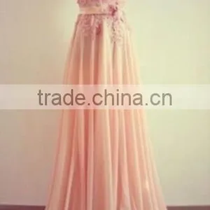 Pink High Neck Lace Low Back Cut Arabic Evening Dress Long thumbnail-1