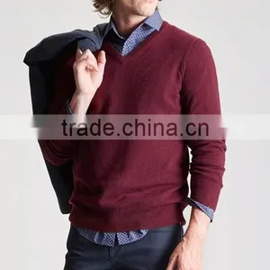 High Quality Men's V-neck Cashmere Sweater (BKNM13) thumbnail-3