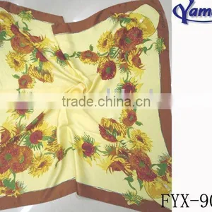 Fashion Hot Popular Square Satin Floral Scarf thumbnail-1