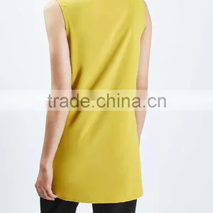 Double Breast Women Fall Formal Sleeveless Jacket for Ladies thumbnail-3