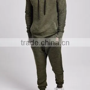 Reverse Slub Khaki Overhead Hoody + Jogger Pant Warm Tracksuit thumbnail-2