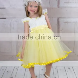 Girls Yellow Tutu Princess Lace Vintage Dress thumbnail-2